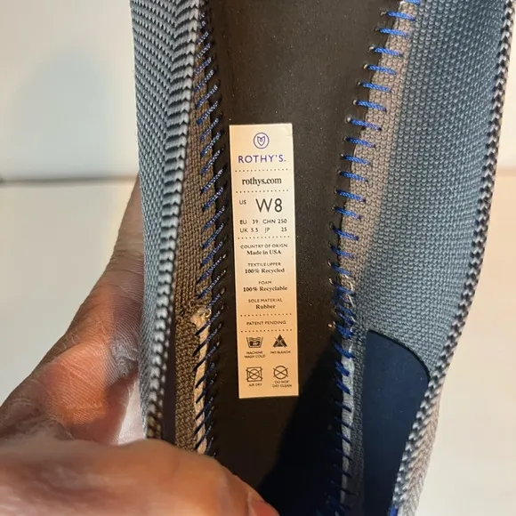 Rothy’s The Flat Round Toe Ballet Flat Classic Gray Size 8 NWOT