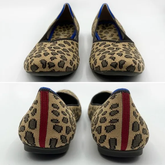 Rothys The Flat Round Toe Spotted Animal Leopard Cheetah Brown RETIRED Print 7.5