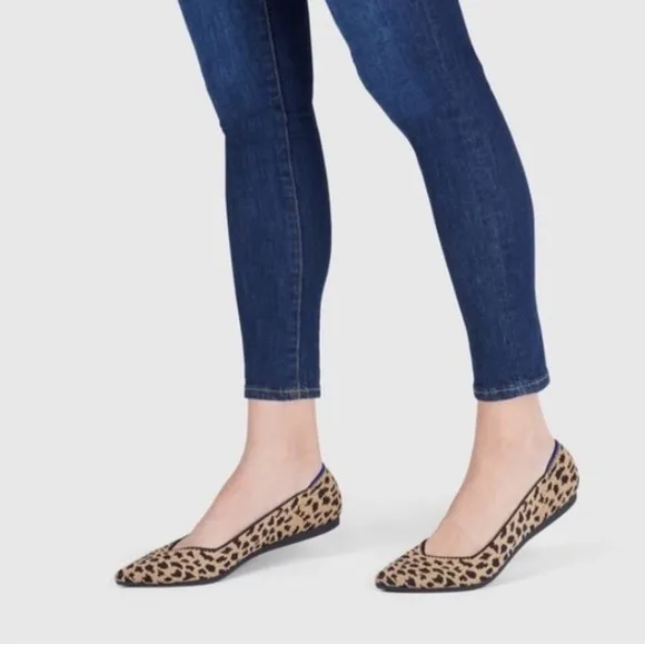 Rothys The Flat Round Toe Spotted Animal Leopard Cheetah Brown RETIRED Print 7.5