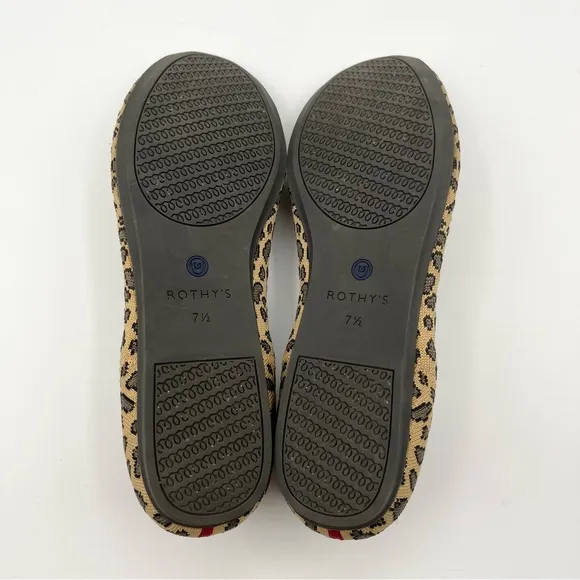 Rothys The Flat Round Toe Spotted Animal Leopard Cheetah Brown RETIRED Print 7.5