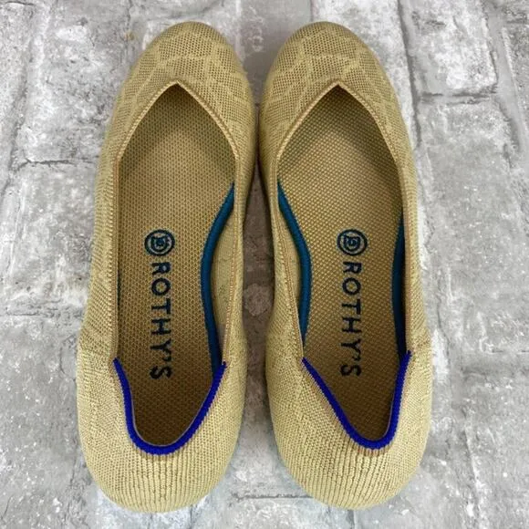 Rothy’s The Flat Sahara Gold Giraffe Round Toe Ballet Flats Women's Size 8.5
