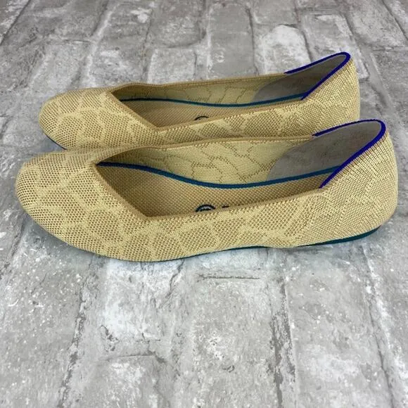 Rothy’s The Flat Sahara Gold Giraffe Round Toe Ballet Flats Women's Size 8.5