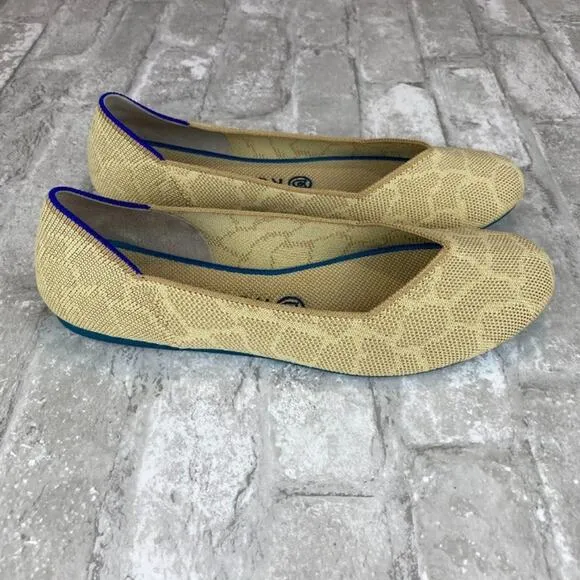 Rothy’s The Flat Sahara Gold Giraffe Round Toe Ballet Flats Women's Size 8.5