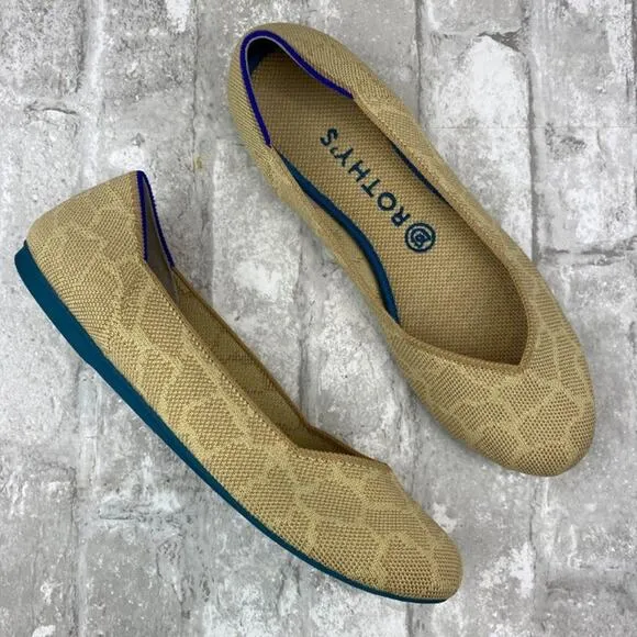 Rothy’s The Flat Sahara Gold Giraffe Round Toe Ballet Flats Women's Size 8.5