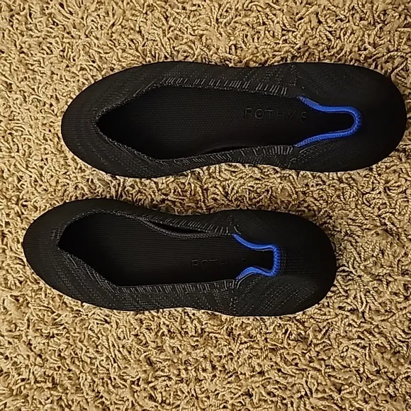 Rothy's The Flat Shoe Heathered Black Slip On Washable 9 Flats Round Toe Retired