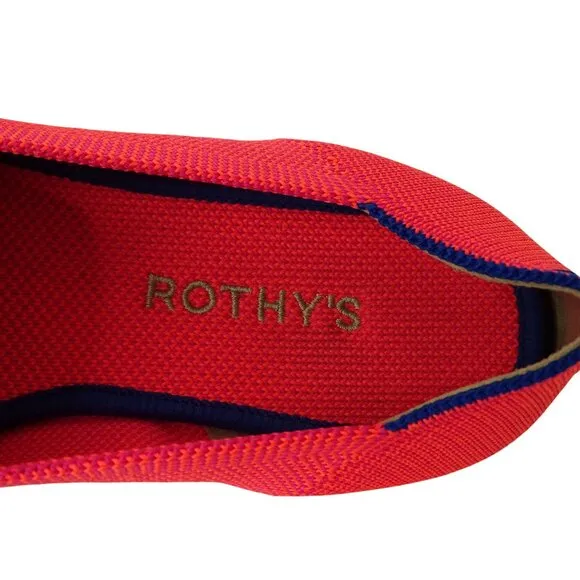Rothys The Kids Loafer Knit Slip-On Flats Neon Pink Flamingo Girls Size 4