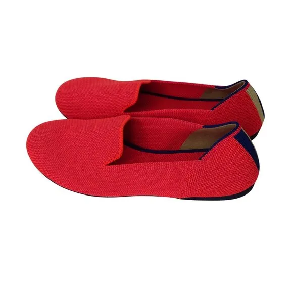 Rothys The Kids Loafer Knit Slip-On Flats Neon Pink Flamingo Girls Size 4