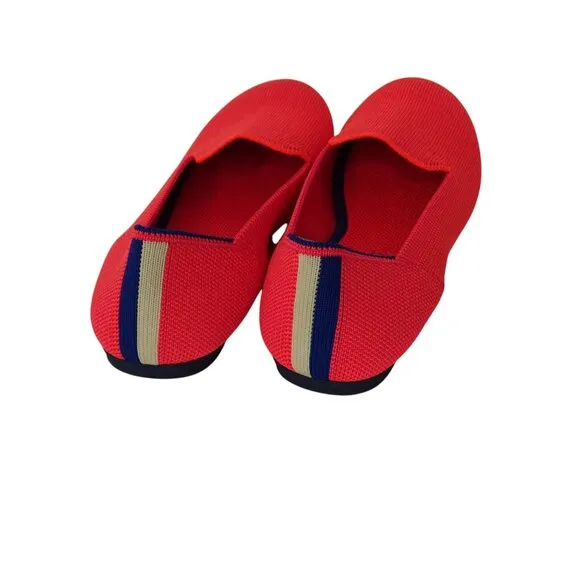Rothys The Kids Loafer Knit Slip-On Flats Neon Pink Flamingo Girls Size 4