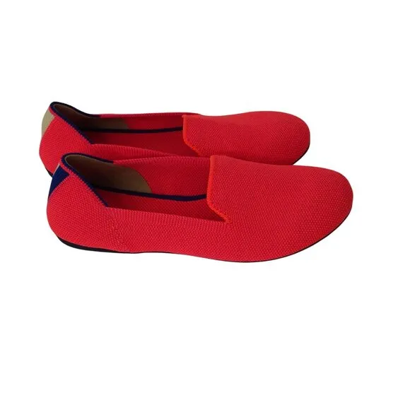 Rothys The Kids Loafer Knit Slip-On Flats Neon Pink Flamingo Girls Size 4