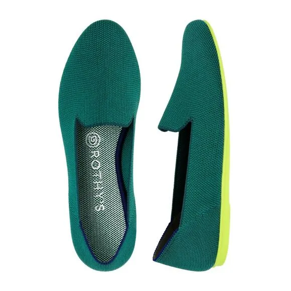 ROTHY'S The Loafer casual eco friendly everyday flats jade green Retired Size 6