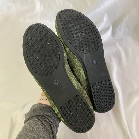 ROTHY'S 'The Loafer' Green Olive Camo Slip On Flats Size 11 Round Toe