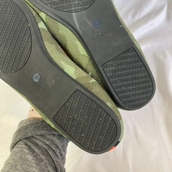 ROTHY'S 'The Loafer' Green Olive Camo Slip On Flats Size 11 Round Toe