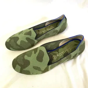 ROTHY'S 'The Loafer' Green Olive Camo Slip On Flats Size 11 Round Toe