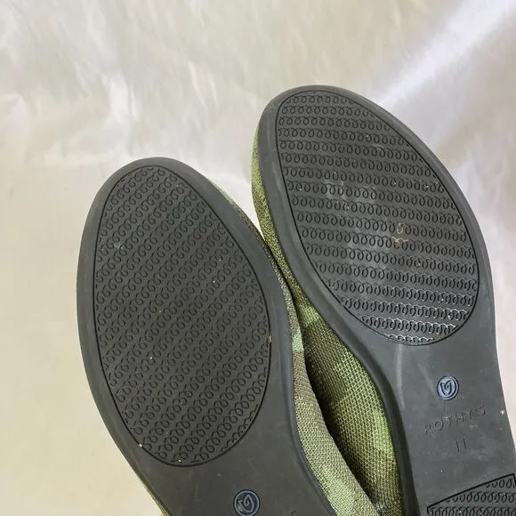 ROTHY'S 'The Loafer' Green Olive Camo Slip On Flats Size 11 Round Toe