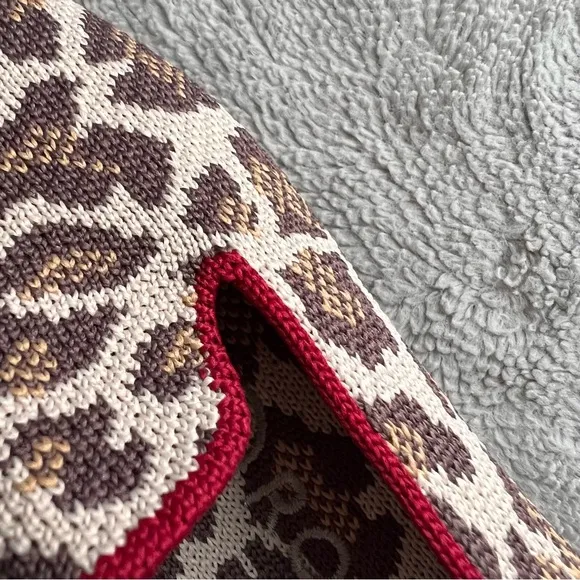 Rothy's The Loafer Mocha Spot Leopard Animal Print Knit Round Toe Flats 6.5