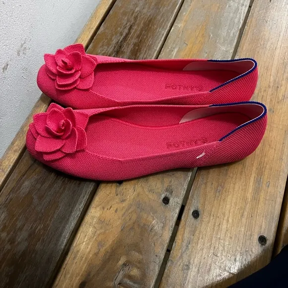 Rothy's The Petal Square Women's Pink Flats with Floral DetailSoirée Pink