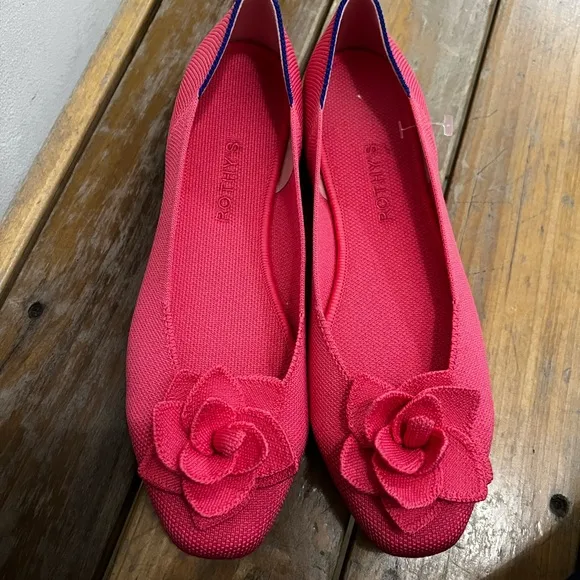Rothy's The Petal Square Women's Pink Flats with Floral DetailSoirée Pink