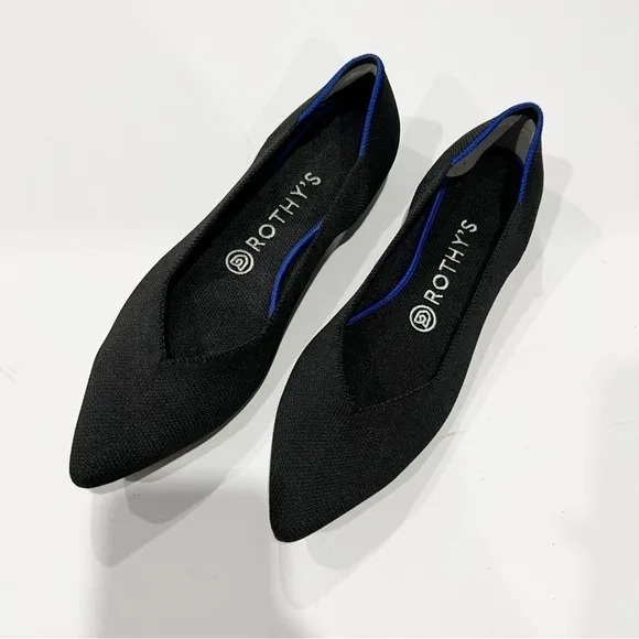 Rothy’s the point black knit pointed flats size 9