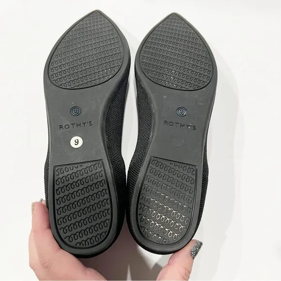 Rothy’s the point black knit pointed flats size 9