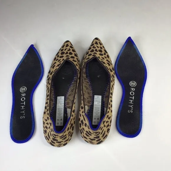 Rothy’s The Point Flats in Cheetah Print Size 7.