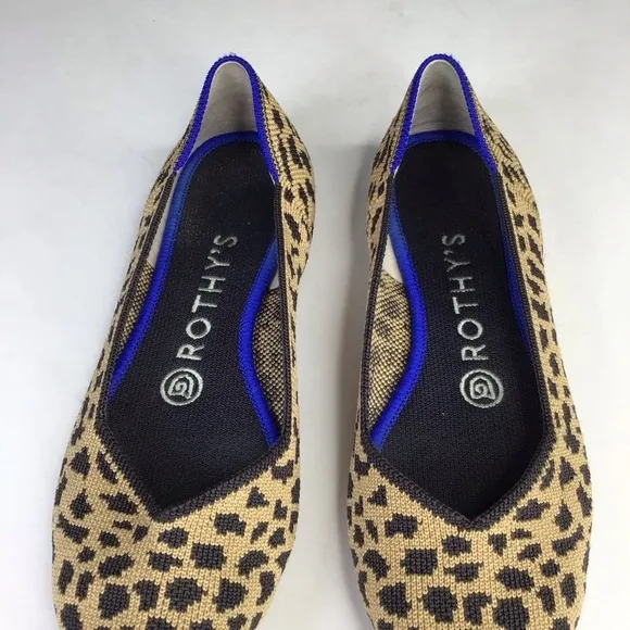 Rothy’s The Point Flats in Cheetah Print Size 7.