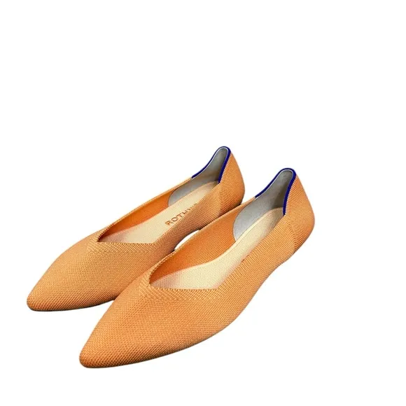 Rothy’s The Point Flats Shoes Size 9 Orange Saffron Pointed Toe Pull On Comfy