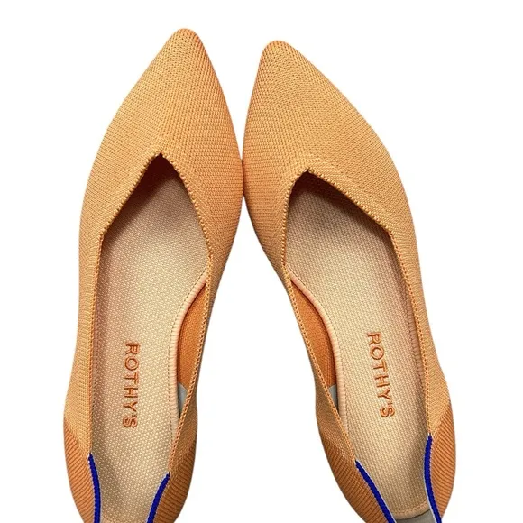 Rothy’s The Point Flats Shoes Size 9 Orange Saffron Pointed Toe Pull On Comfy