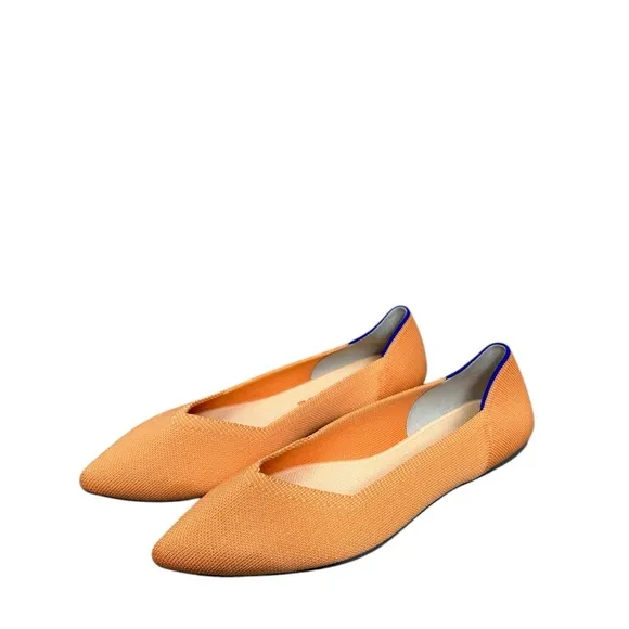 Rothy’s The Point Flats Shoes Size 9 Orange Saffron Pointed Toe Pull On Comfy