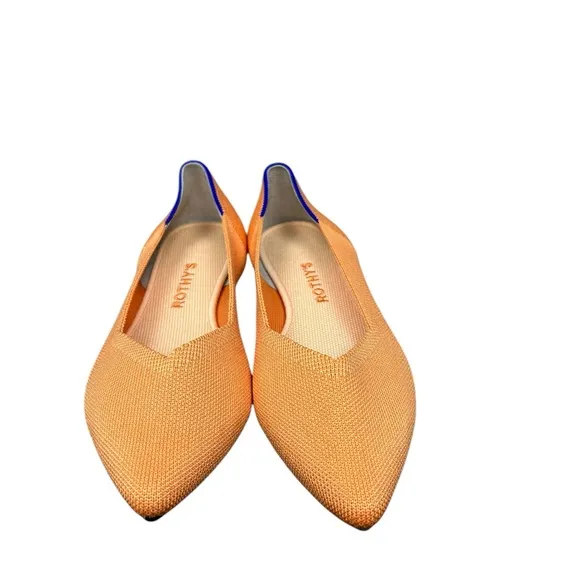 Rothy’s The Point Flats Shoes Size 9 Orange Saffron Pointed Toe Pull On Comfy