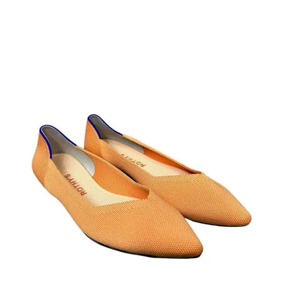 Rothy’s The Point Flats Shoes Size 9 Orange Saffron Pointed Toe Pull On Comfy