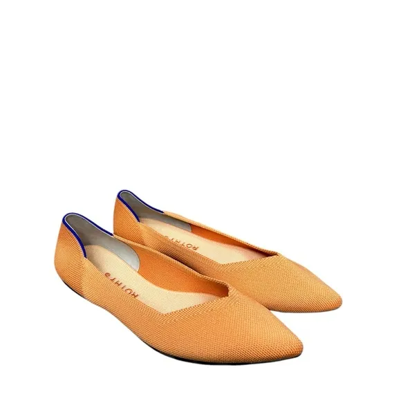 Rothy’s The Point Flats Shoes Size 9 Orange Saffron Pointed Toe Pull On Comfy