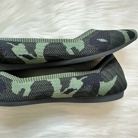 Rothy's The Point Jungle Green Camo Pointed Toe Slip On Ballet Flats Size 7