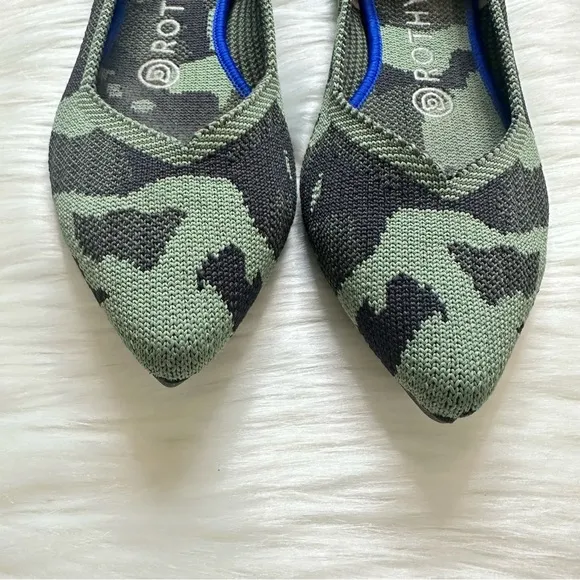 Rothy's The Point Jungle Green Camo Pointed Toe Slip On Ballet Flats Size 7