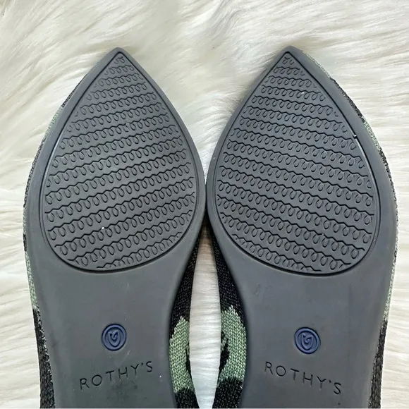 Rothy's The Point Jungle Green Camo Pointed Toe Slip On Ballet Flats Size 7