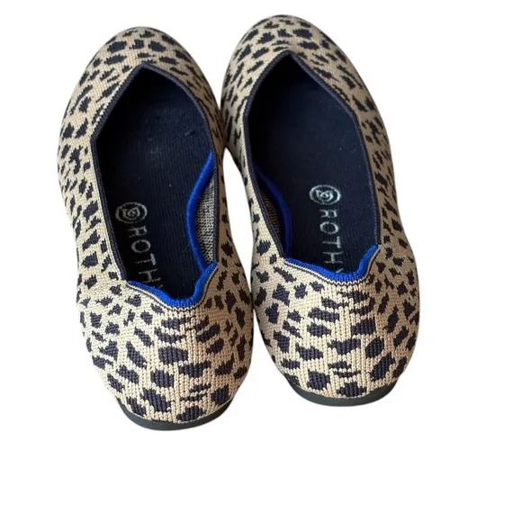 ROTHY'S The Point Leopard Slip On Animal Print Pointed Toe Flats Size 8