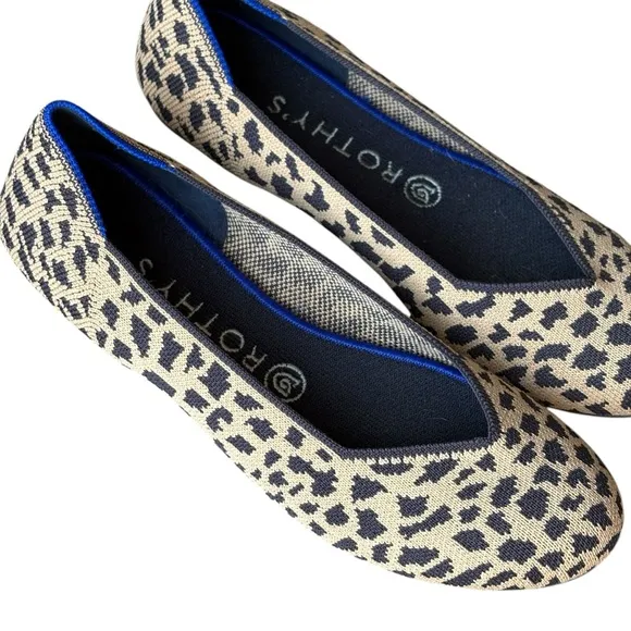 ROTHY'S The Point Leopard Slip On Animal Print Pointed Toe Flats Size 8