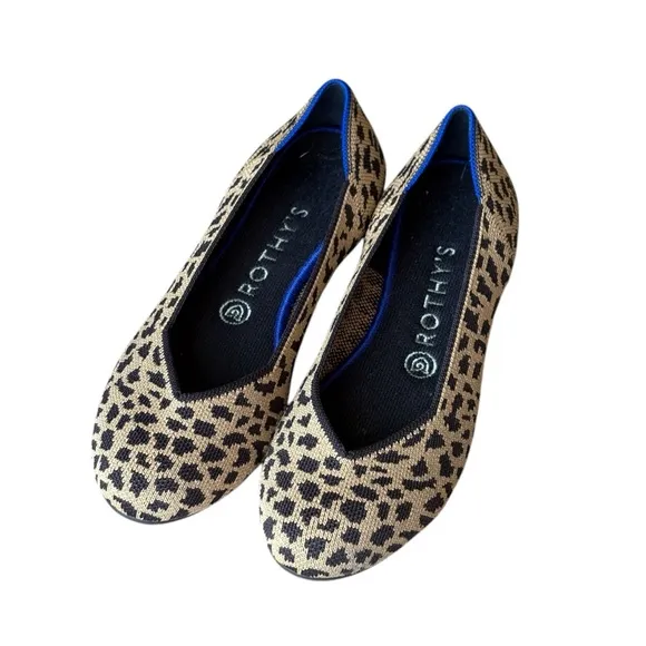 ROTHY'S The Point Leopard Slip On Animal Print Pointed Toe Flats Size 8