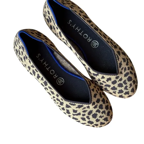 ROTHY'S The Point Leopard Slip On Animal Print Pointed Toe Flats Size 8