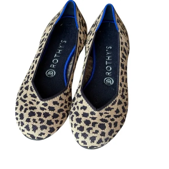 ROTHY'S The Point Leopard Slip On Animal Print Pointed Toe Flats Size 8