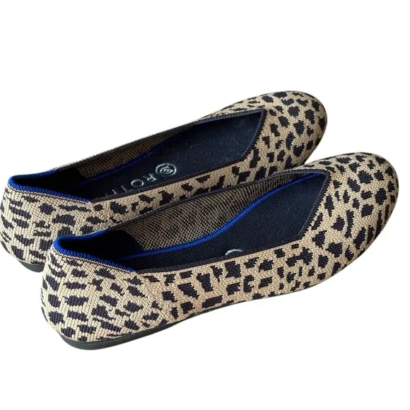 ROTHY'S The Point Leopard Slip On Animal Print Pointed Toe Flats Size 8