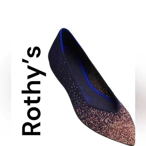 Rothy’s The Point Midnight Metallic Flats Sz 8