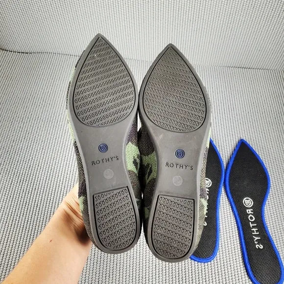 Rothy's The point olive green camo flats