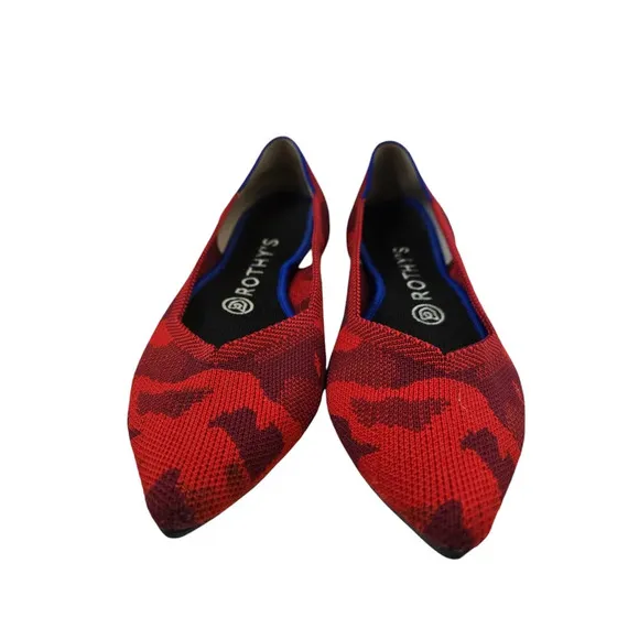 Rothy's The Point Red Camo Pointed Toe Flats Size W7