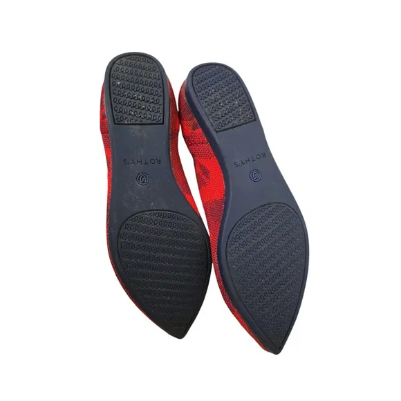 Rothy's The Point Red Camo Pointed Toe Flats Size W7