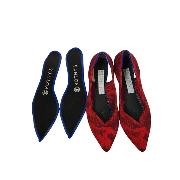 Rothy's The Point Red Camo Pointed Toe Flats Size W7