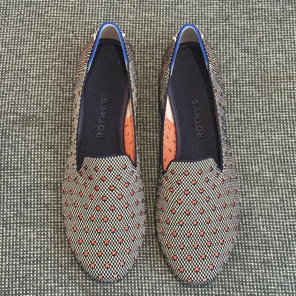 Rothy's Vibrant Blue and Orange Woven Flats