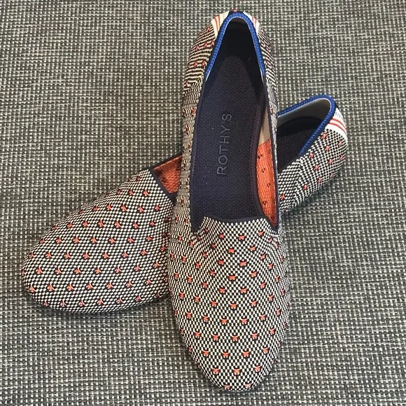 Rothy's Vibrant Blue and Orange Woven Flats