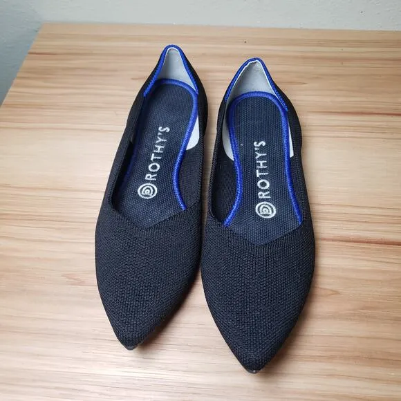 Rothy's Women's 8 The Point Pointed Toe Ballet Flats Solid Black Comfort Classic