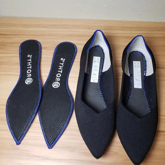 Rothy's Women's 8 The Point Pointed Toe Ballet Flats Solid Black Comfort Classic