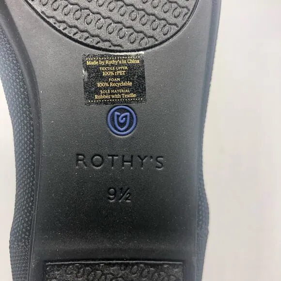 Rothys Womens Round Toe Ballet Flats Black Size 9.5